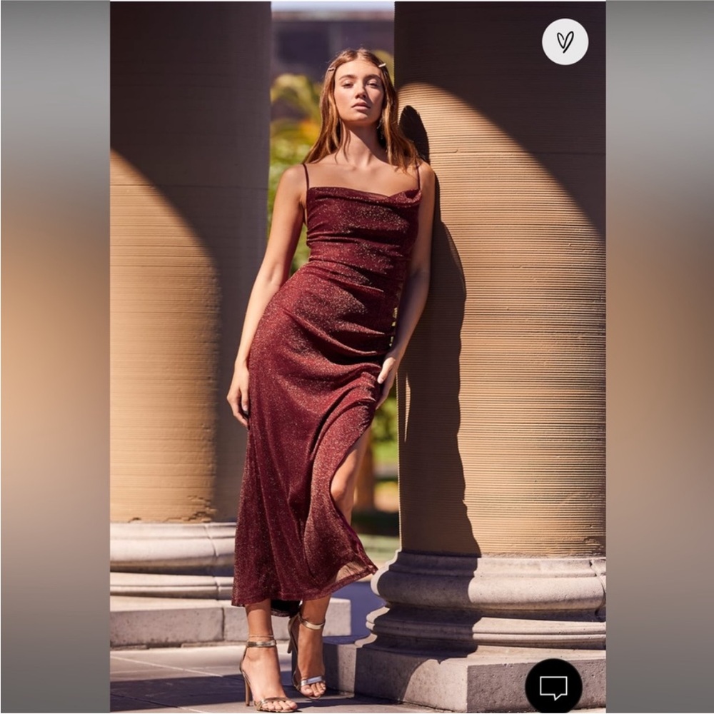 Next Please Gold and Burgundy Cowl
Neck Bodycon Dress